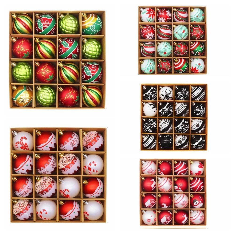 16 шт. Пластиковые гальванизированные рождественские подвесные шары Мультяшный кулон на рождественскую елку Домашний рождественский декор