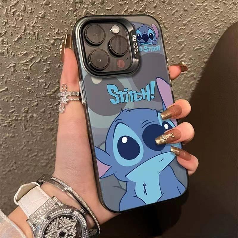 Мультяшный растерянный Стич подходит для чехла iPhone 16promax iPhone16pro мультяшный 14plus жесткий x