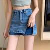 Юбка-трапеция с высокой талией, короткая юбка-карандаш, юбка-карандаш с разрезом на бедрах, черная юбка Ms. Летняя модная джинсовая короткая юбка