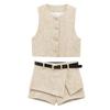 2025 Spring Women's European Style Fashion Slim Vest & Shorts Set with Belt