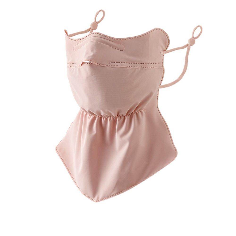 Hanging Ear Ice Silk Mask Solid Color Neck Sunshade Face Shield Ice Silk Face Mask  Summer