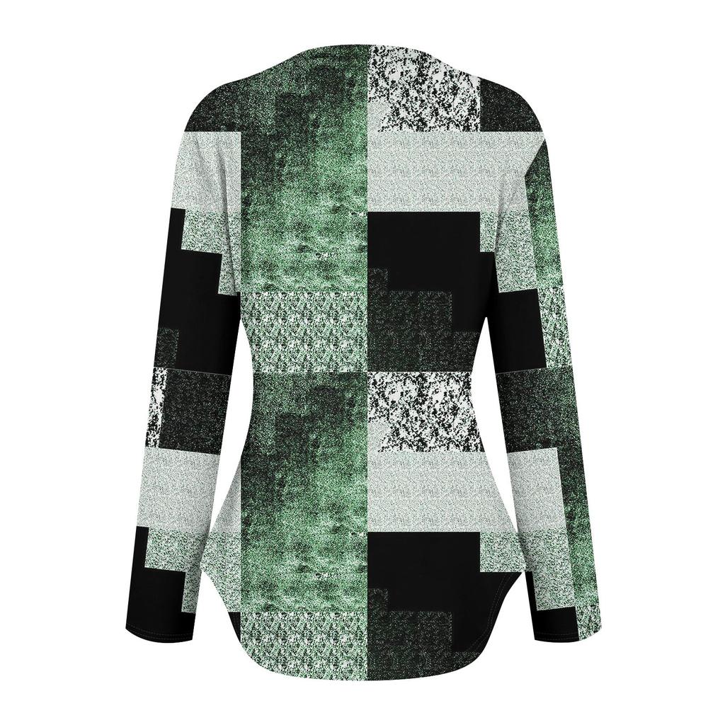 Женские рубашки с длинным рукавом и круглым вырезом, базовые свободные туники с боковым разрезом, повседневные рубашки с цветочным принтом