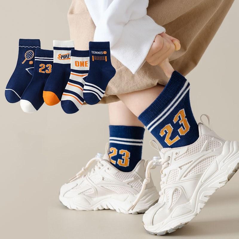 5 пар детских носков весна осень хлопковые носки детские мальчики спортивные носки 1-14 лет детский мультяшный буквенный узор