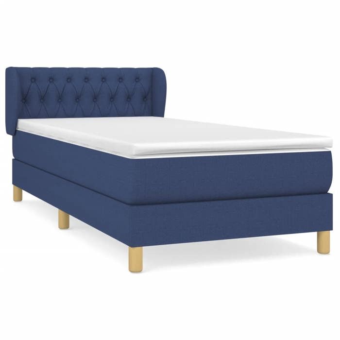 Maison Exclusive - Sommier à lattes de lit avec matelas Bleu 90x190 cm Tissu
