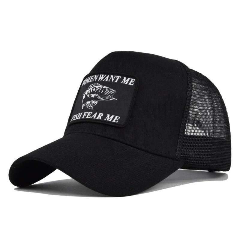 Весенние мужские кепки Бейсболки для женщин Летние дышащие Snapback Сетчатые шляпы Рыба с нашивкой Вышитая кепка Тракер Повседневная шляпа от солнца