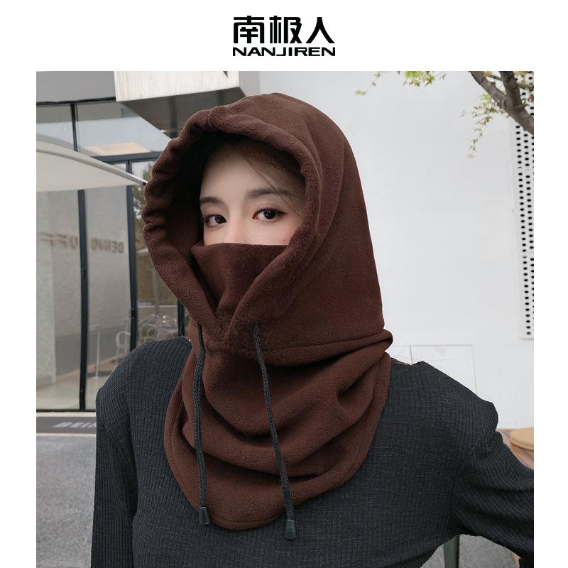 Осенне-зимняя шапка Женская зимняя теплая маска Ветрозащитный капюшон для езды Шапка Защита от холода Лыжный флисовый шарф-бафф Интегрированная шапка