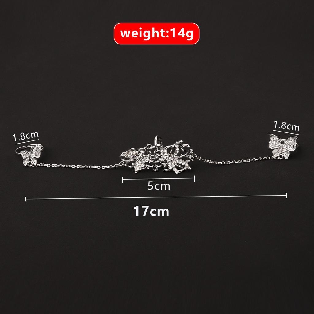 Europe and the United States hot-selling personality exquisite butterfly hollow flower vine rhinestone adjustable finger ring
