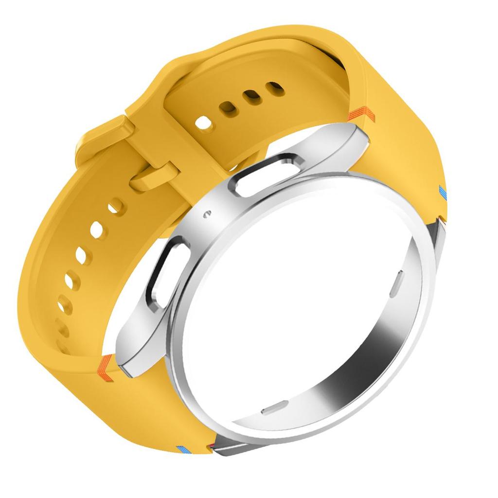Чехол+Ремешок для Samsung Galaxy Watch 7 6 5 4 40 44мм Силиконовый Ремешок Защитная Крышка-Бампер из ПК для 6 Classic 43 47мм Спортивный Браслет
