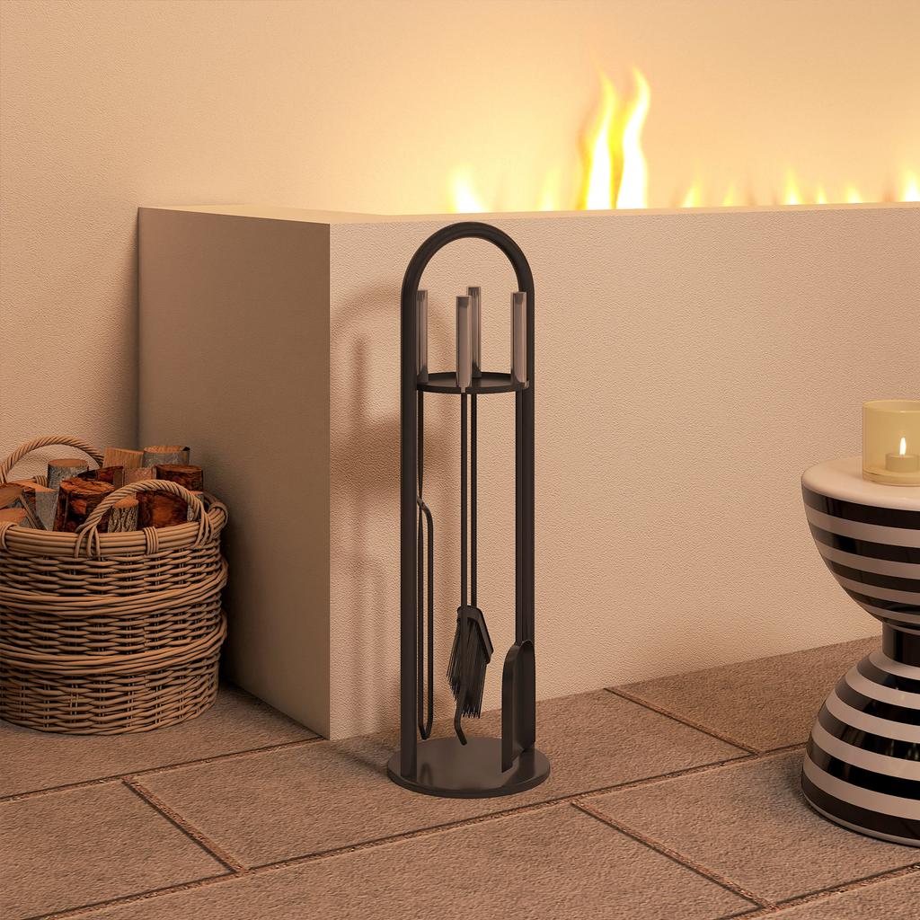 Fireplace tool set 5-piece fireplace accessories with broom, shovel, poker, tongs, stand