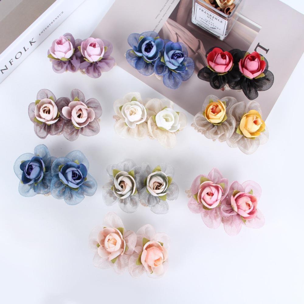 Цветочная заколка для волос Женская пружинная заколка для хвоста Заколка для волос Чехол для волос Сетка Корейский пучок Снуд для девочек