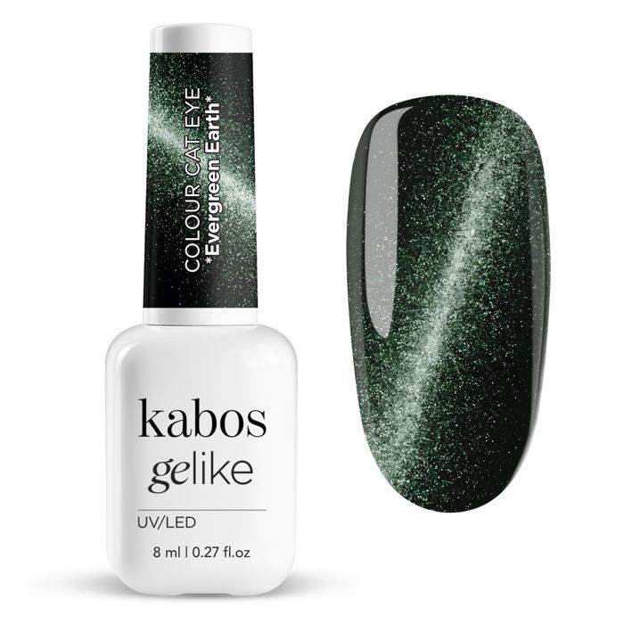 Vernis à ongle - Kabos Cat Eye - Hybride UV/LED - Effet magnétique pailleté - Vert 8ml