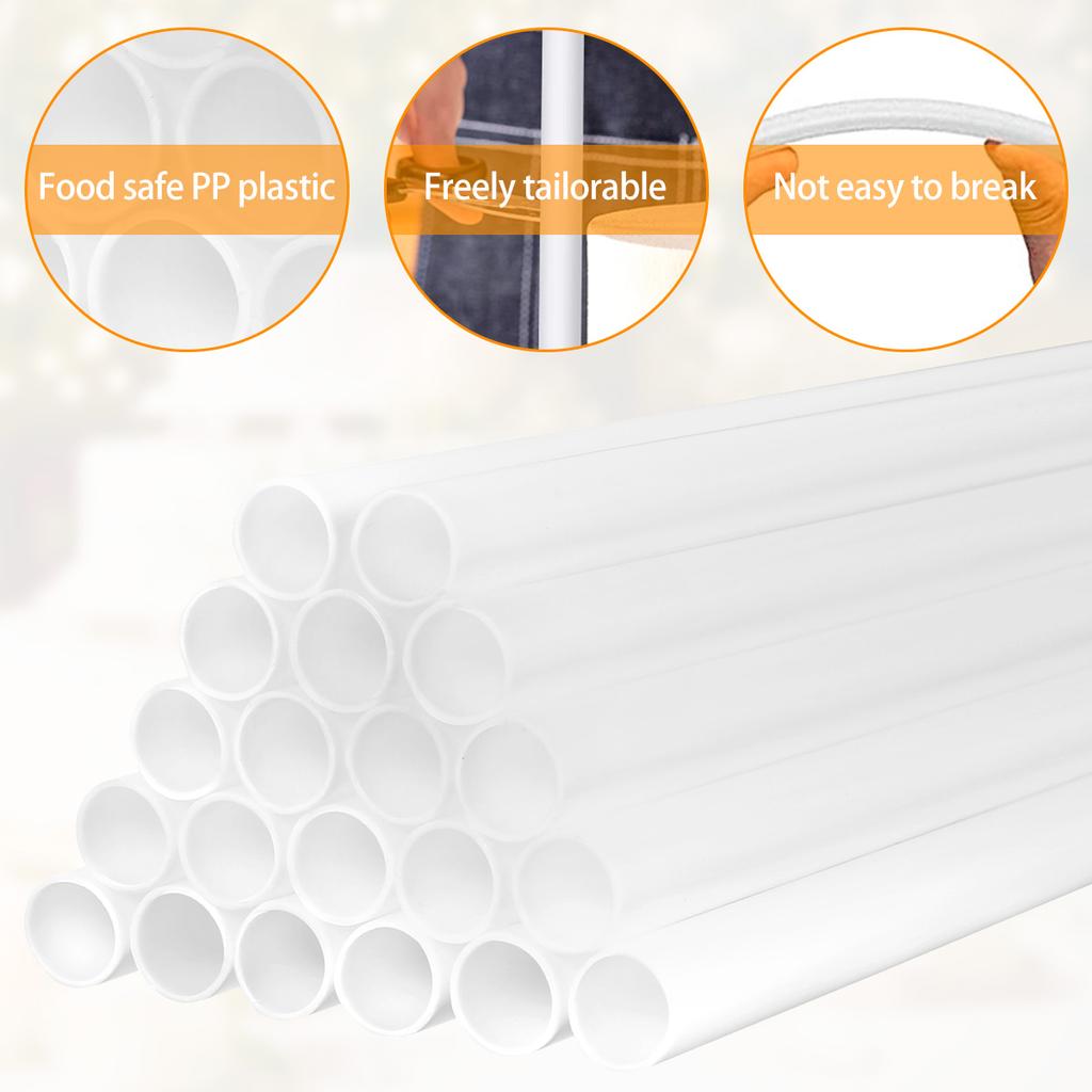 20Pcs White Plastic Cake Dowel Rods Cake Sticks for Tiered Cake Construction and Stacking Supporting Cake Round Dowels Straws