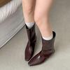 Осенние женские ботильоны в британском стиле, вид сбоку, лаконичный квадратный носок, слипоны, современные короткие ботильоны для женщин