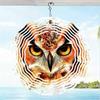 2D Owl Mandala Wind Chime Rotating Metal Art Decor for Garden Patio Yard Outdoor Home Decoration