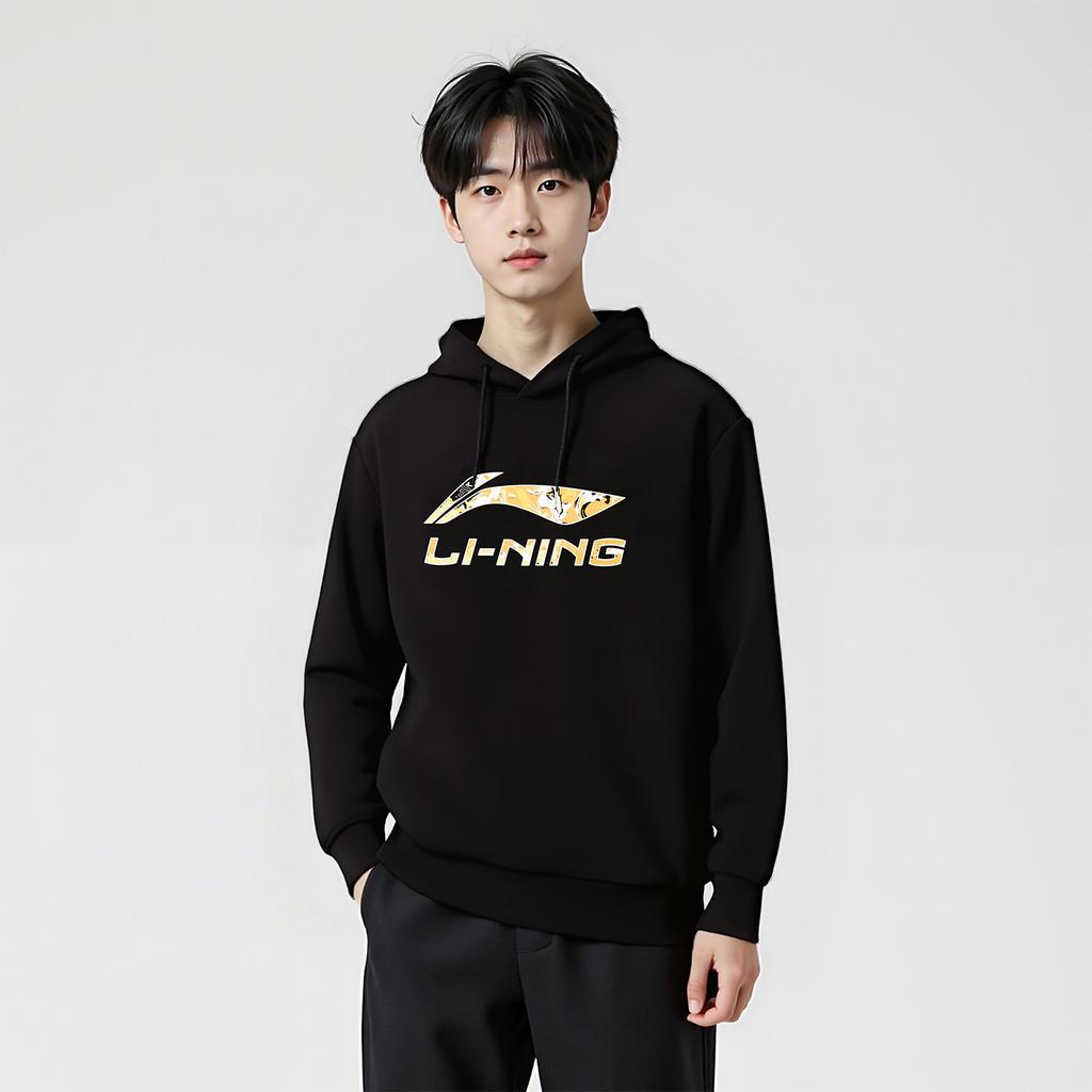 Li-Ning Модный пуловер с круглым вырезом, трендовый спортивный стиль жизни, удобный, универсальный, простой, энергичный свитшот, мужской свитшот AWDVJ01-4