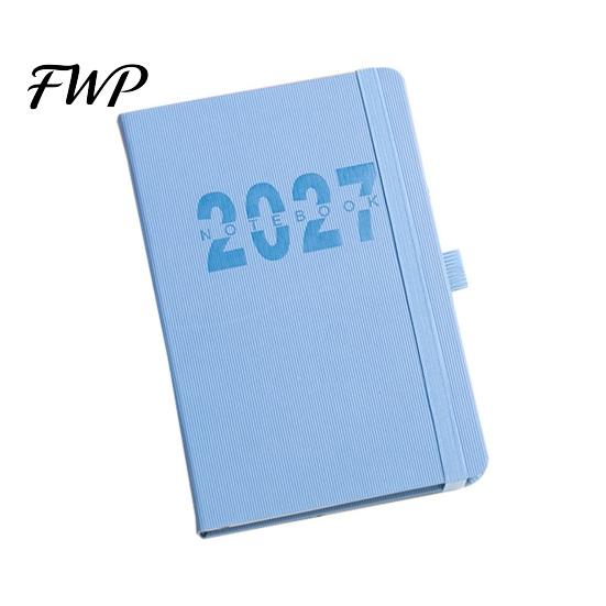 Elastic Strap Memo Book 2027 A5 Daily Planner, Vertical Grain Hardcover 320 Page Monthly Index Planner Schedule Notebook, English Calendar Organizer