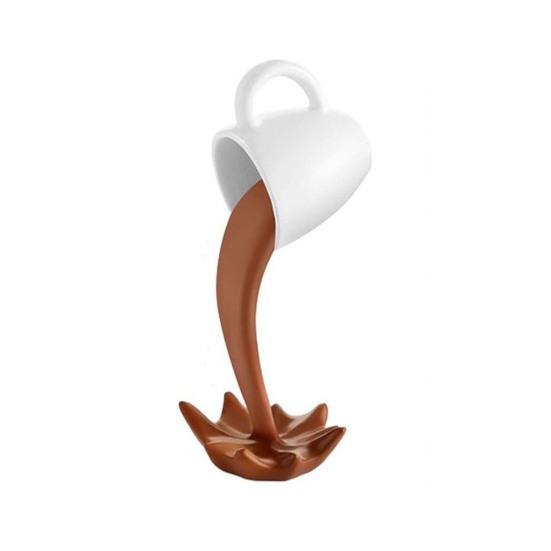 Floating Spilling Coffee Cup Splash Coffee Mug Figurine Funny Pouring Statue Novelty Resin