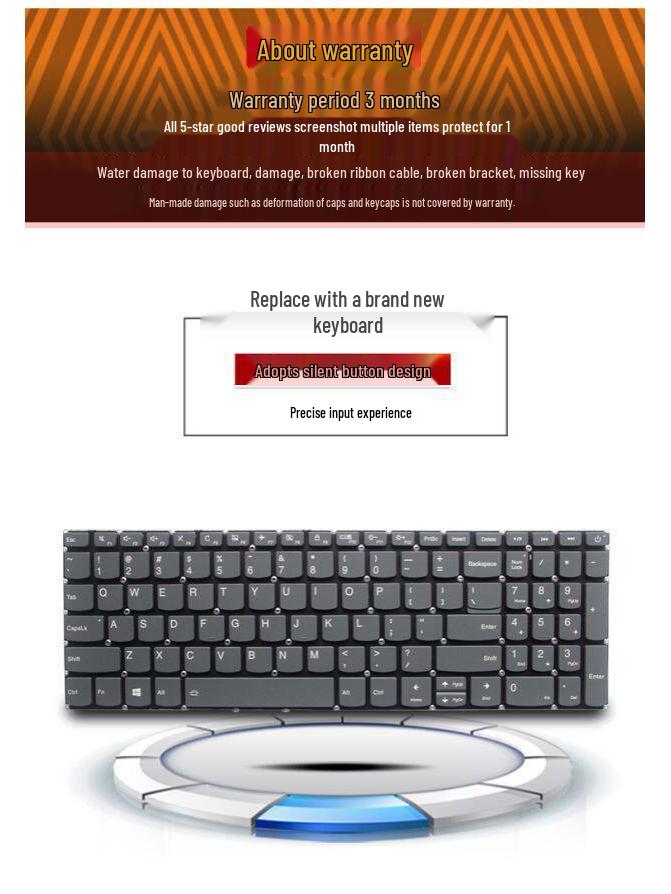 Совместимо с клавиатурами Lenovo E53-80 V130-15AST 300S-15 S340-15 Xiaoxin-15 2019