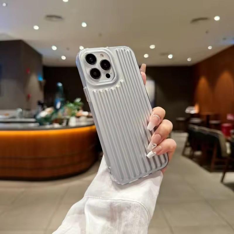 Ребристый Гофрированный Чемодан Полоса Мягкий ТПУ Чехол для Телефона Для Apple iPhone 17 Air 16 E 15 14 Plus 13 12 11 Pro Max Однотонная Крышка