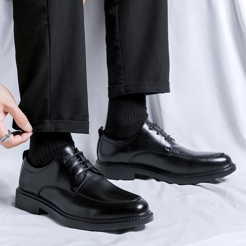 Кожаные туфли мужские в британском стиле корейская версия деловые повседневные туфли 2025 новые туфли на платформе 9249-R