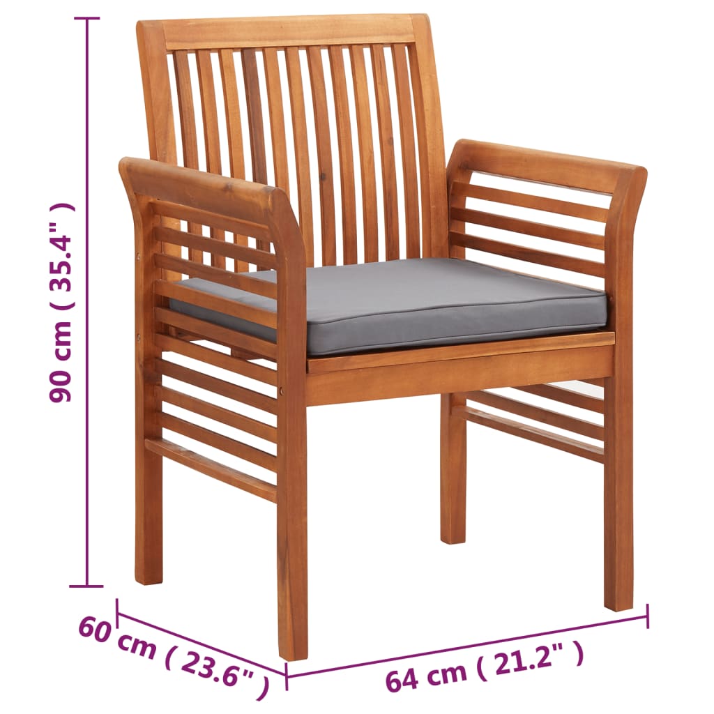Garden Dining Chairs with Cushions 4 pcs Solid Acacia Wood