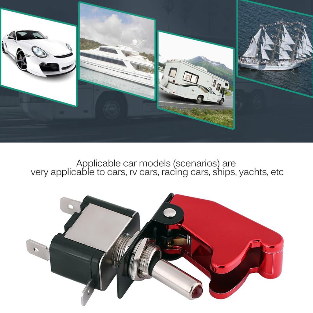 12V 20A Racing Car Red Cover LED Light SPST Toggle Rocker Ignition Switch Control On Off