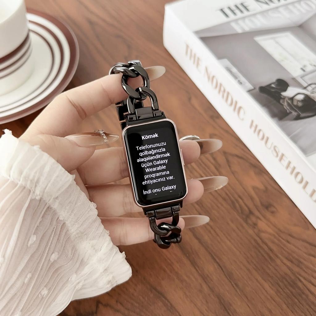 Ремешок из нержавеющей стали для умных часов Samsung Galaxy Fit 3, Металлический браслет-цепочка, Браслет на запястье для Fit3, Аксессуары для ремешка Fit3