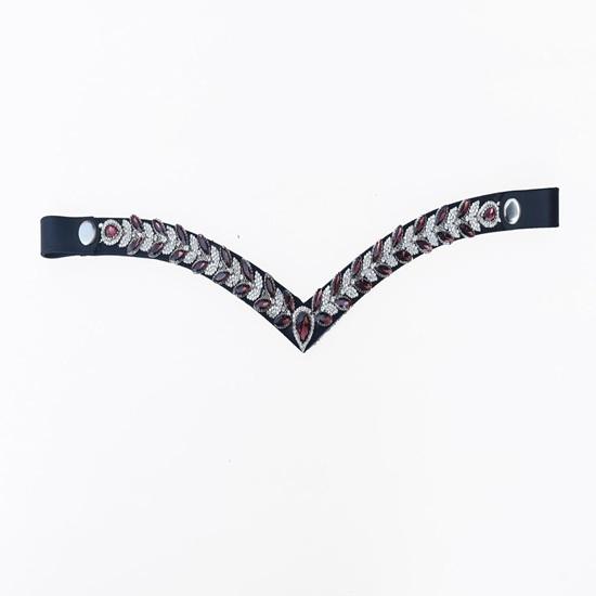 Sparkly V-Shaped Kiara Browband for Bridle Made from Durable Leather.