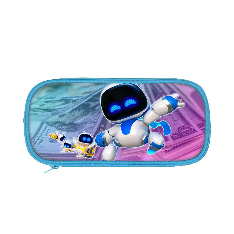 Двухслойная пенал-косметичка в космической тематике с роботом Astro Bot для школьников и юных творческих личностей