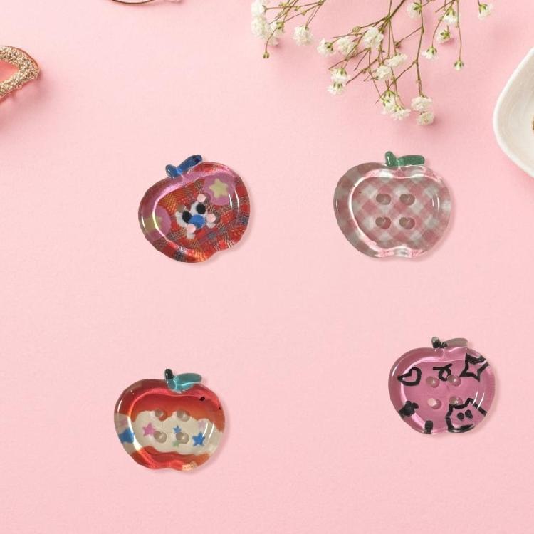 10Pcs Fruit Shape Craft Button 20MM Acrylic Button 4 Hole Sewing Button for Clothes Sewing Craft Knitting Decoration