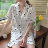 Ice Silk Pajamas Women'S Summer Thin Style High-Value Love Short-Sleeved Niche Loungewear Two-Piece Set