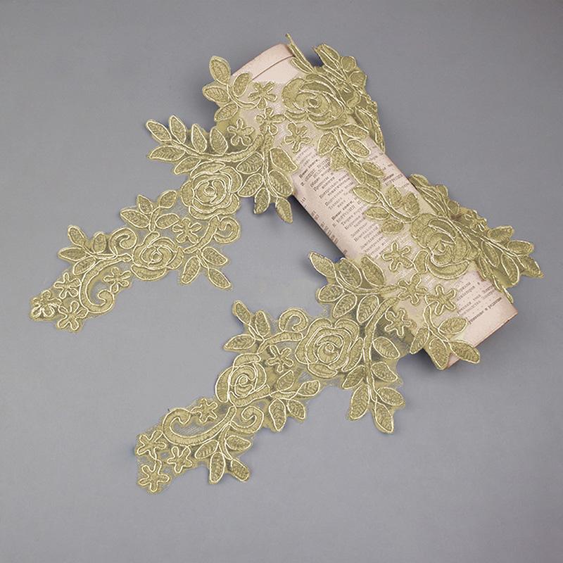 1 пара вышитых наклеек, аксессуары для одежды, кружево для отделки свадебного платья, 16*36 см, швейная аппликация