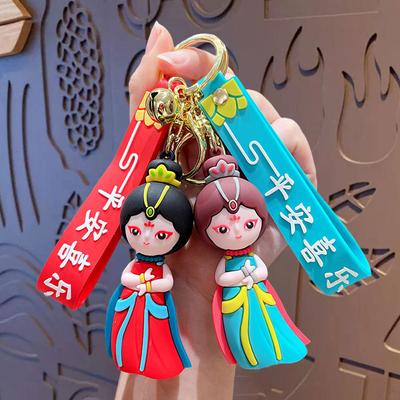 Ключница-подвеска Guochao Feitian Танцующая Девушка Милый Брелок для Ключей Автомобиля Школьной Сумки Маленький Подвес Креативные Маленькие Подарки