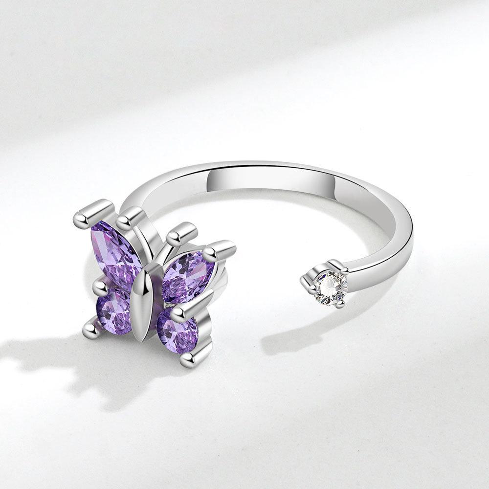 Rotatable Butterfly Open Ring For Women Adjustable Index Finger Ring Unique Personalized Fashion Jewelry Gift