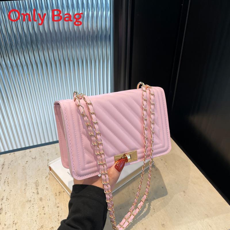 Street Style Small Square Pu Shoulder Bag With Lock Closure For Daily Use