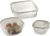 Iwaki Glass Storage Olive Pack Heat-Resistant Containers, Green, Square, 3-Piece Set, & Microwave, PC-PRN3G41