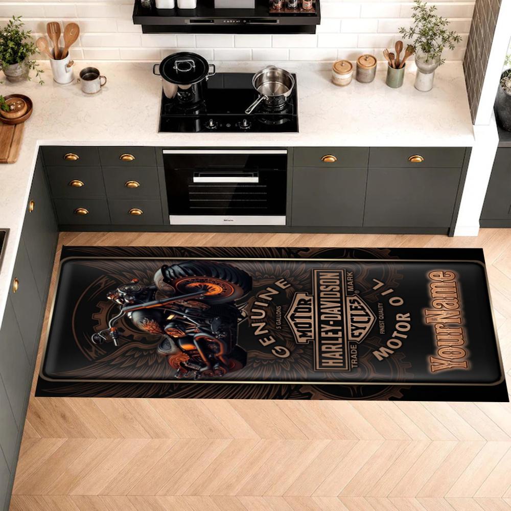 Harleydavidson Motorcycles Customize Your Name Kitchen Rug Runner Rug Laundry Mat Hallway Entryway The Best Gift Choice