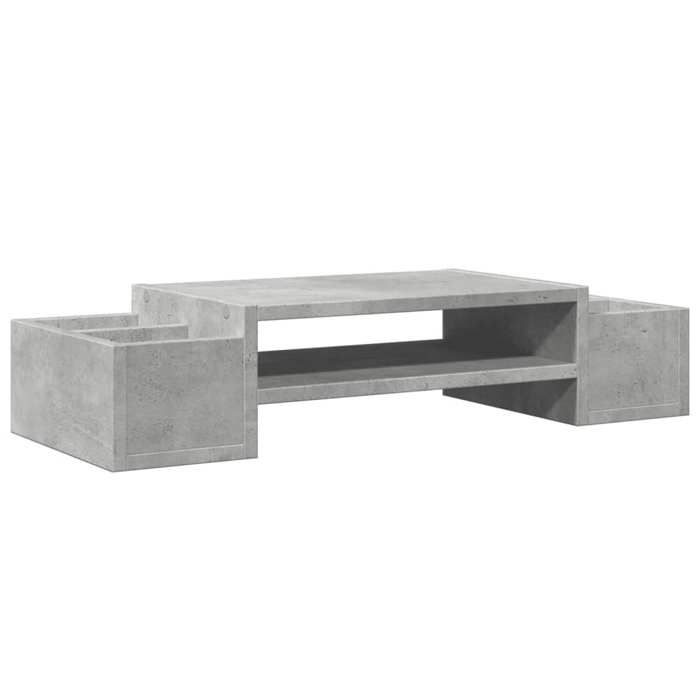 VidaXL Support de moniteur avec rangement gris béton bois d'ingénierie, support de moniteur pour bureau, étagère de 854682