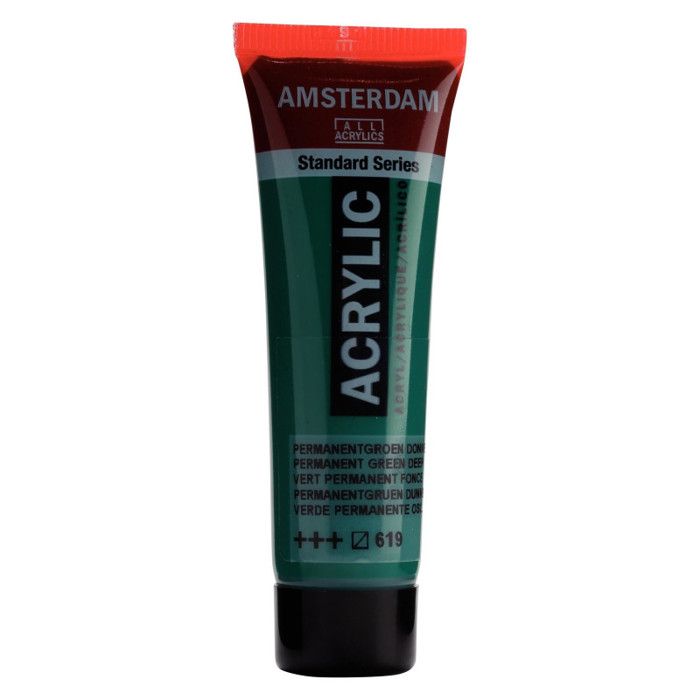 Peinture acrylique - Amsterdam - Acrilico Standard - 20 Ml - Verde Permanente Scuro - Mixte
