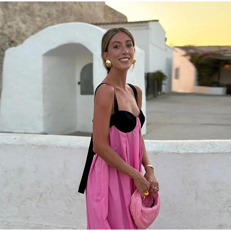 Пляжное праздничное платье без спинки без рукавов, длинное платье без рукавов, женское уличное бандажное летнее платье с панелями