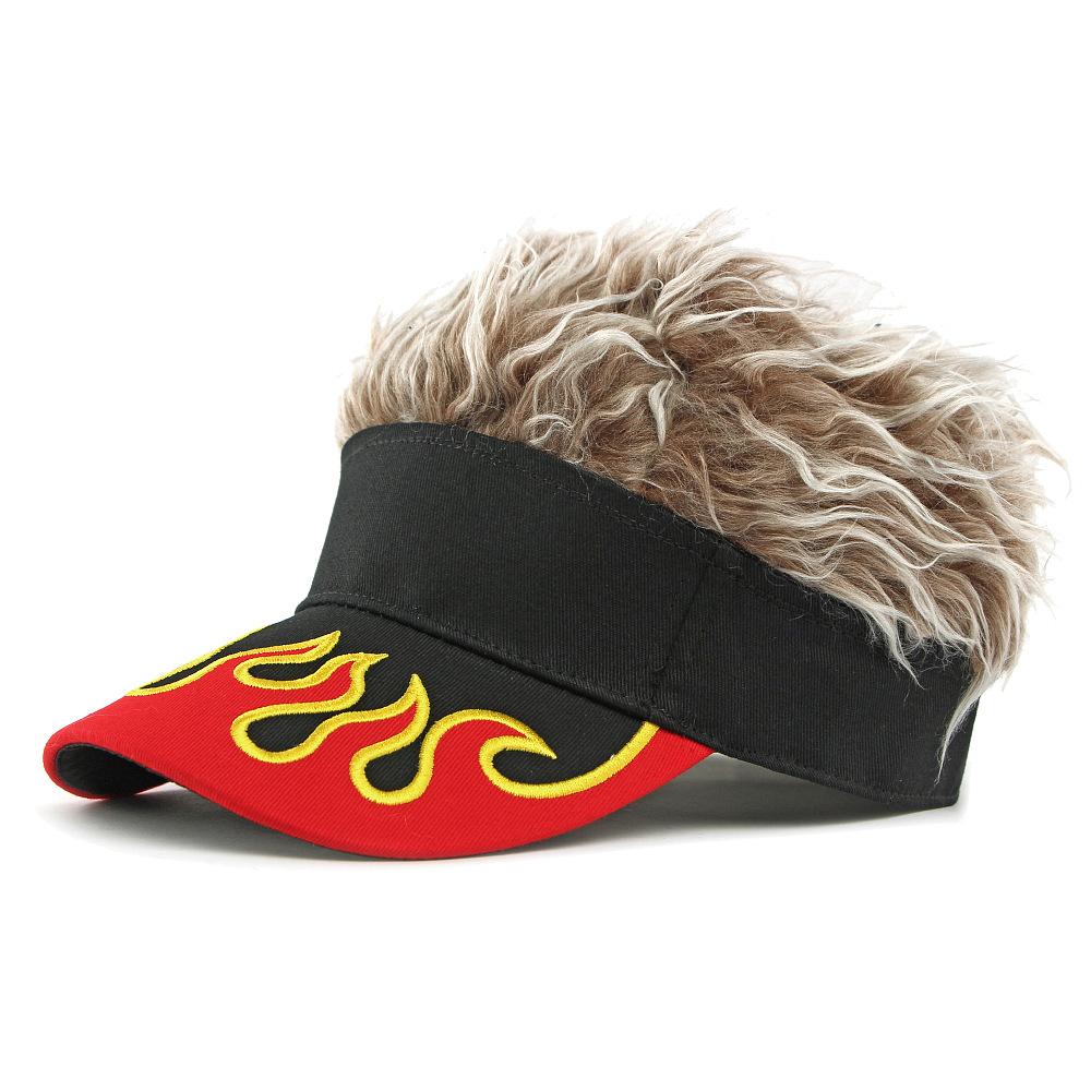 Autumn Winter Hat Men Women Wig Hat Funny Hat Cap Embroidered Flame Baseball Cap