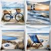 Single-sided Printed Cushion Cover Ocean Lighthouse Soft Polyester Fabric Living Room Sofa Bedroom Bedside Decorative Pillowcase