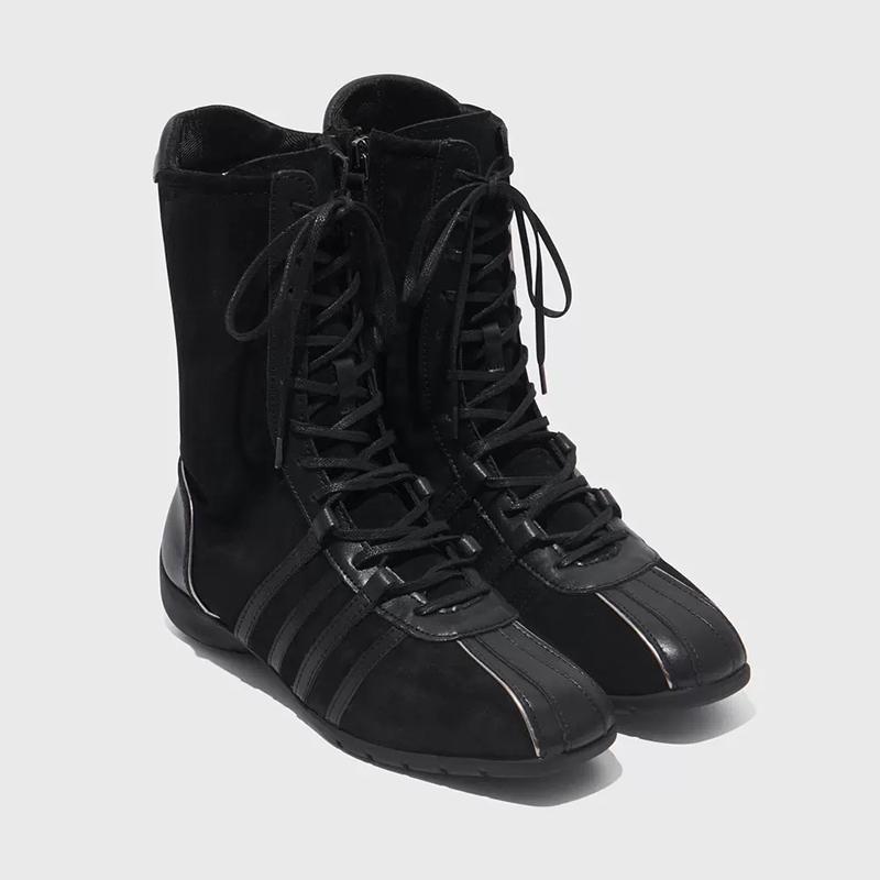 Женские балетные туфли ботинки Thi Bot 2025 Новые из натуральной кожи на шнуровке Ретро ботинки корейские весенние