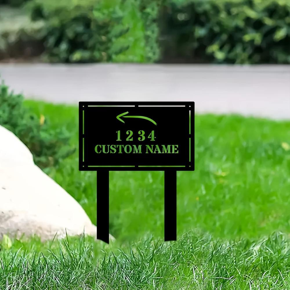 Personalized Metal Location Marker with Spike - Custom House Number Plate for Outdoor, Garden, Yard - Durable, Battery-Free - Great Gift