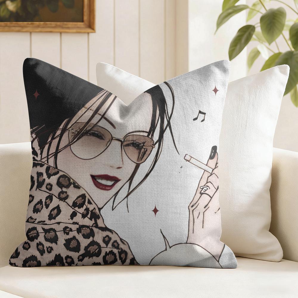 Anime Nnana Cushion Cover Natural Linen Double Sided Print Throw Pillow Case for Sofa Couch Home Decor