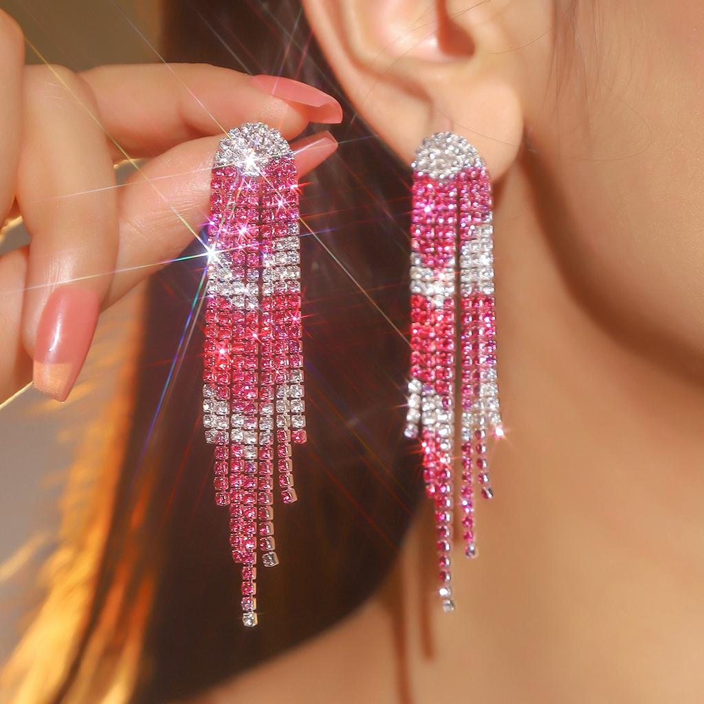 Премиальное чувство роскоши супер-вспышки длинные серьги с кисточками из кристаллов модный темперамент универсальные серьги вечерние серьги женские серьги 1 пара