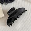 Geometric Hair Clips Polka Dot Claw Clip for Women, 3.9 Inch Black/White/Red Big Clips, Large Thick Accessory, Strong Hold No Slip or Thin Women