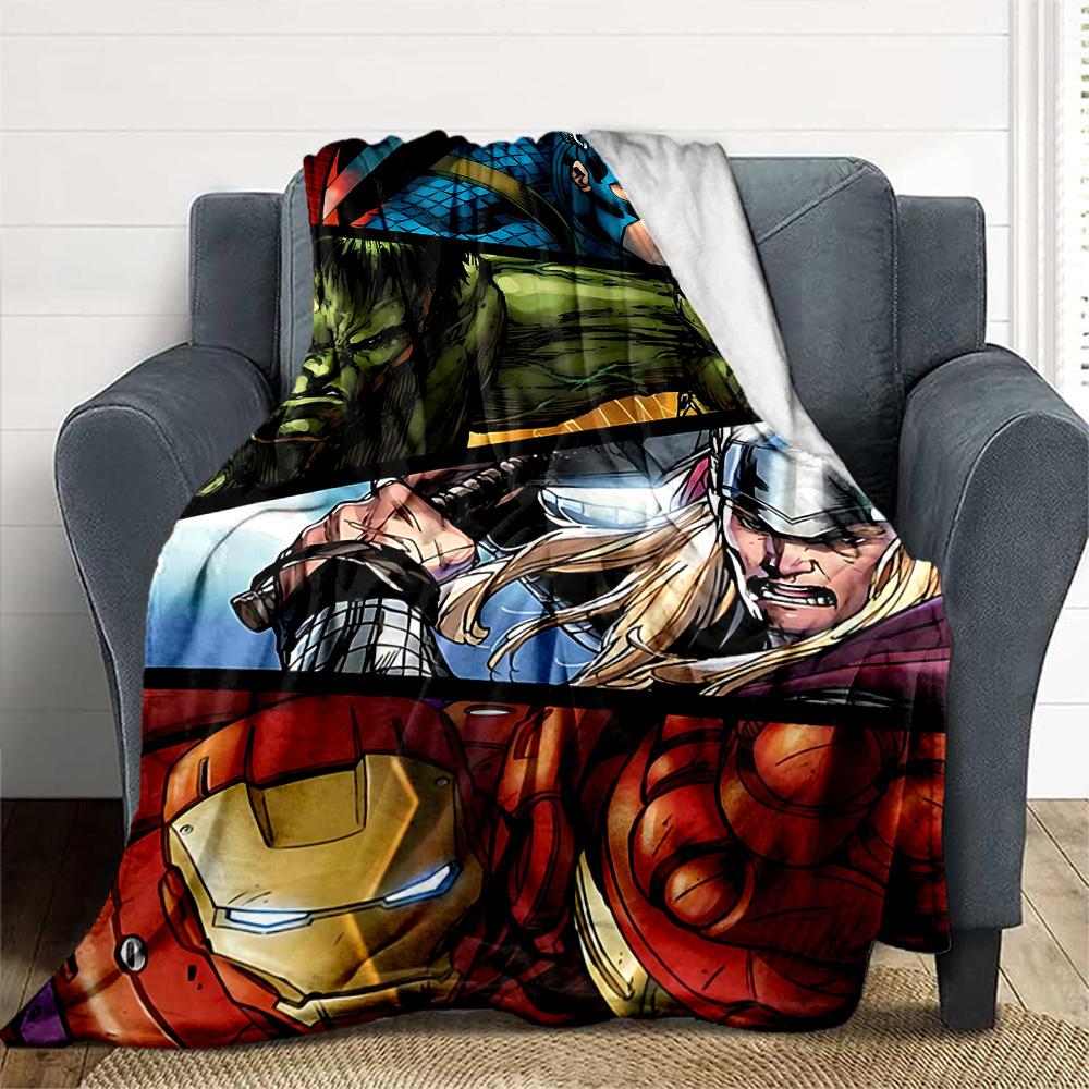 1 шт. Всесезонное комфортное фланелевое одеяло Heroes Marvel для отдыха на природе - мягкое, теплое и уютное для сна, кемпинга и путешествий 075