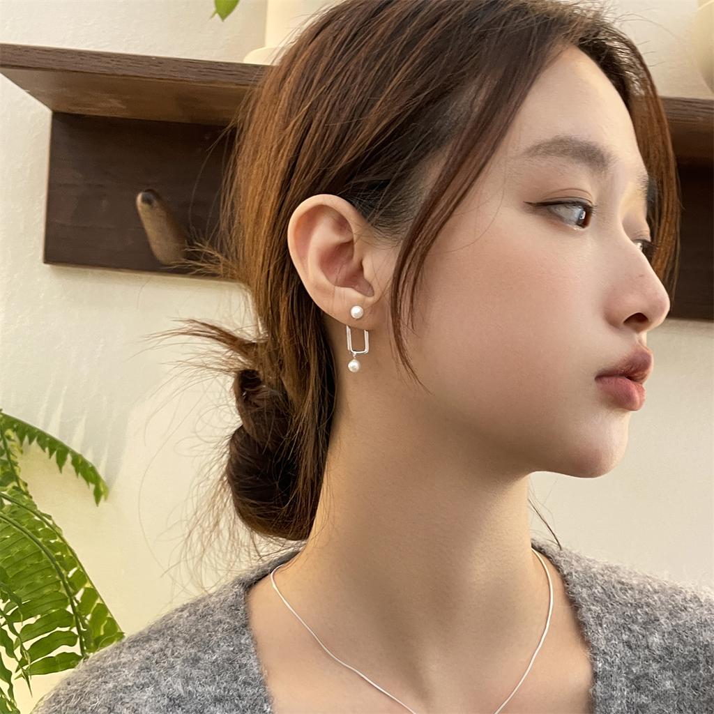 Съемная квадратная подвеска с жемчужиной, серьги-гвоздики, серебряные игольчатые украшения, модные, изысканные, простые и высококачественные украшения для ушей, для женщин