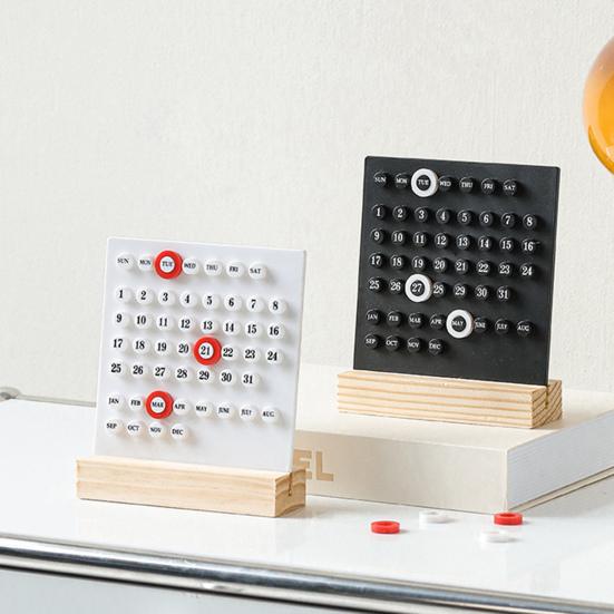 Креативный деревянный календарь с орнаментом в виде круга на 2024 год. Ежегодный календарь. Настольный календарь. Персонализированное украшение для офисного рабочего стола. Реквизит для фотографий.